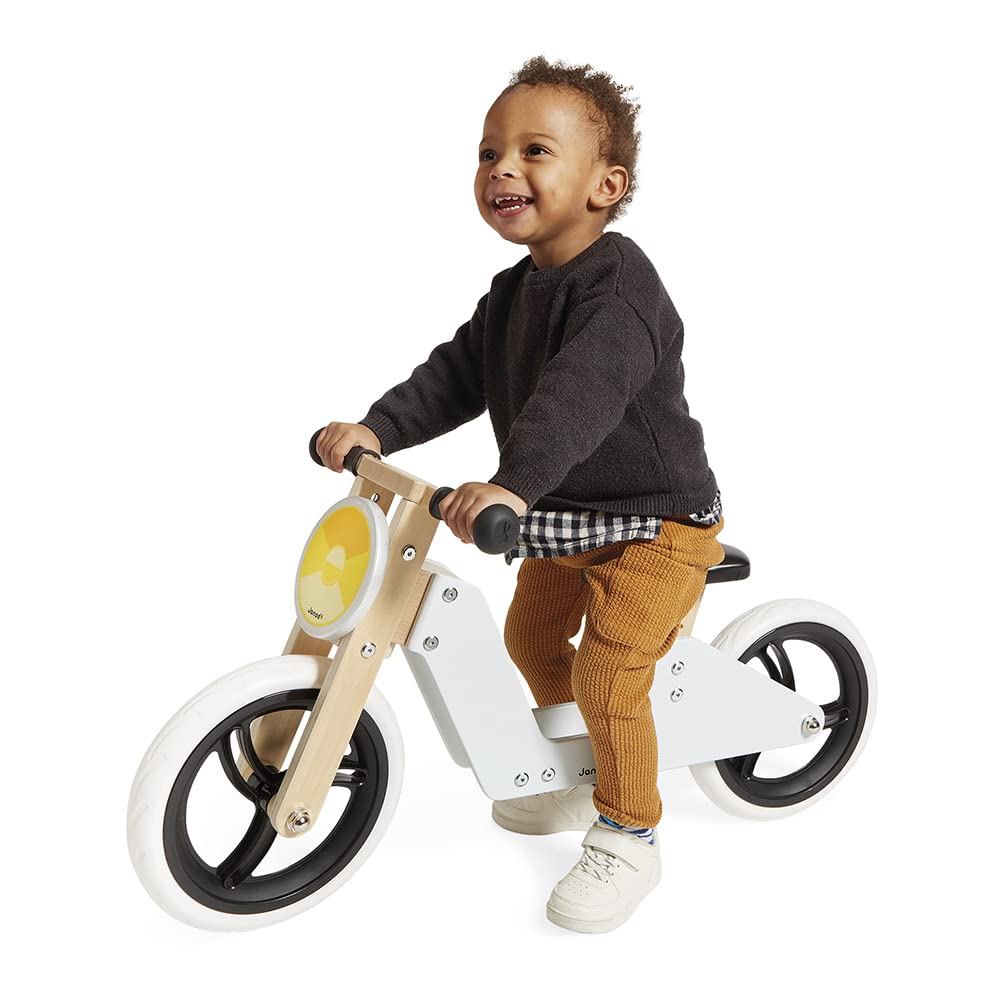 Janod - Bici sin Pedales Triciclo Evolutivo de Madera 2 en 1 - Asiento Regulable y Manillar Ergonómico - Vintage - Equilibrio y Autonomía - Gris - A Partir de 18 Meses, J03280