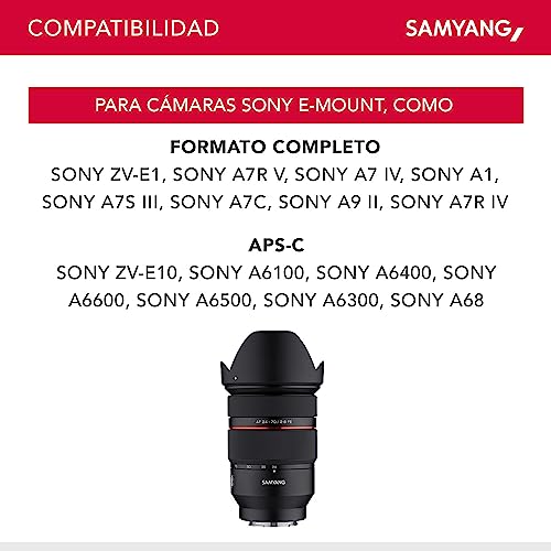 Samyang AF 24-70 mm F2,8 FE para Sony E – para cámaras Sony E Mount Sony Alpha A7 A9 A1 A7C A6000 Serie, Negro