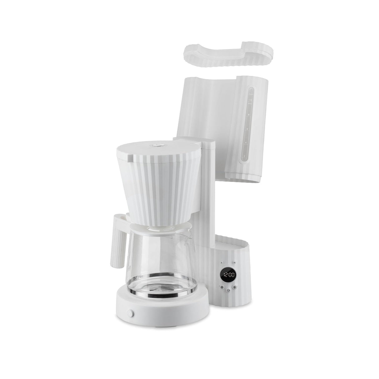 Alessi Plissé MDL14 W - Máquina para Café Filtrado de Diseño, Función Automática de Arranqueen, en Resina Termoplástica, Enchufe Europeo, 1100 W, 150 cl, Blanco