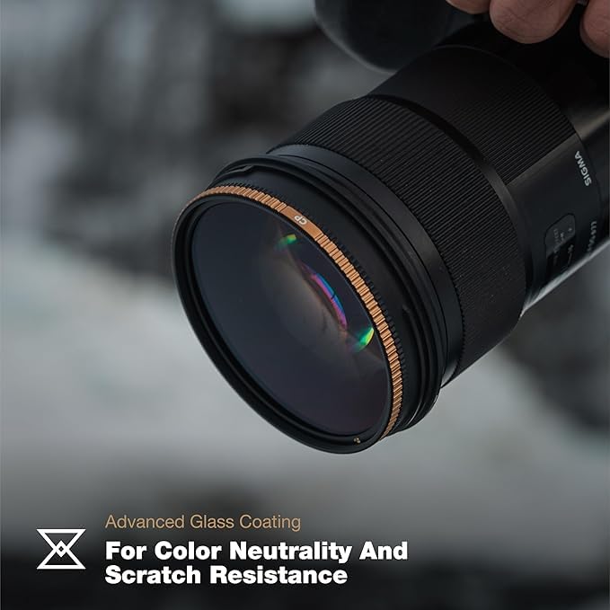 PolarPro - Quartzline CPol - 77 mm - Neutralidad de Color Marco de latón - Revestimiento Resistente a los arañazos, oleofóbico/hidrofóbico - Serie Cinema - Filtro polarizador