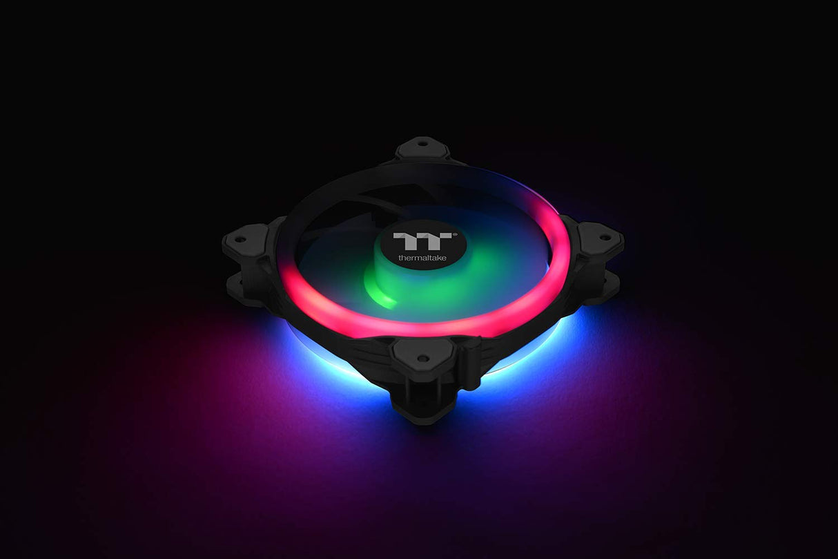 Thermaltake Riing Trio 12 LED RGB - Pack de 3 ventiladores para PC, color negro