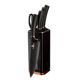 6 piezas. BERLINGER HAUS BH-2422 - Juego de cuchillos de cocina con soporte, color negro y rosa