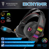 BERSERKER Auriculares Gaming con Micrófono, 40mm, Cable 2.1m, RGB LED, Compatible con PS4/Xbox One/Switch/PC