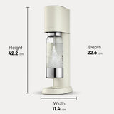 SodaStream ensō - Máquina de agua con gas y soda | Pack 1 botella 1 L compatible con lavavajillas + 1 recarga de gas de 60 L para Clipser | Acabado blanco arena