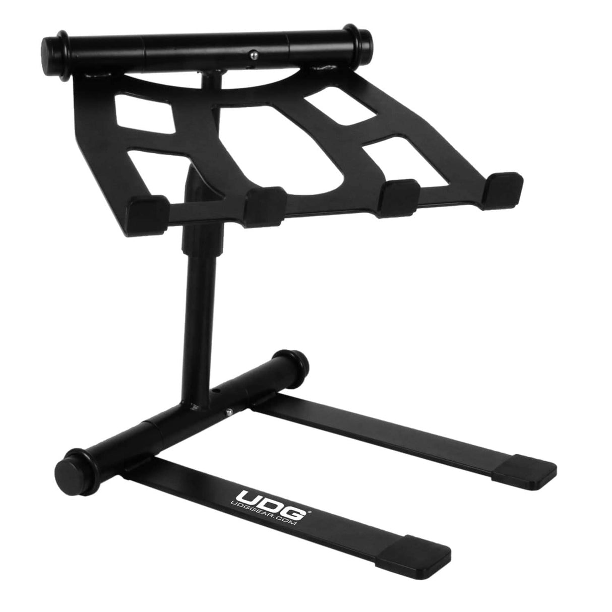 UDG Ultimate-DJ-Gear.COM Soporte para portátil Ajustable en Altura Color Negro - Estante telescópico Ajustable en Altura para portátil Que Gira 360°, Adecuado para DJs móviles y músicos electrónicos