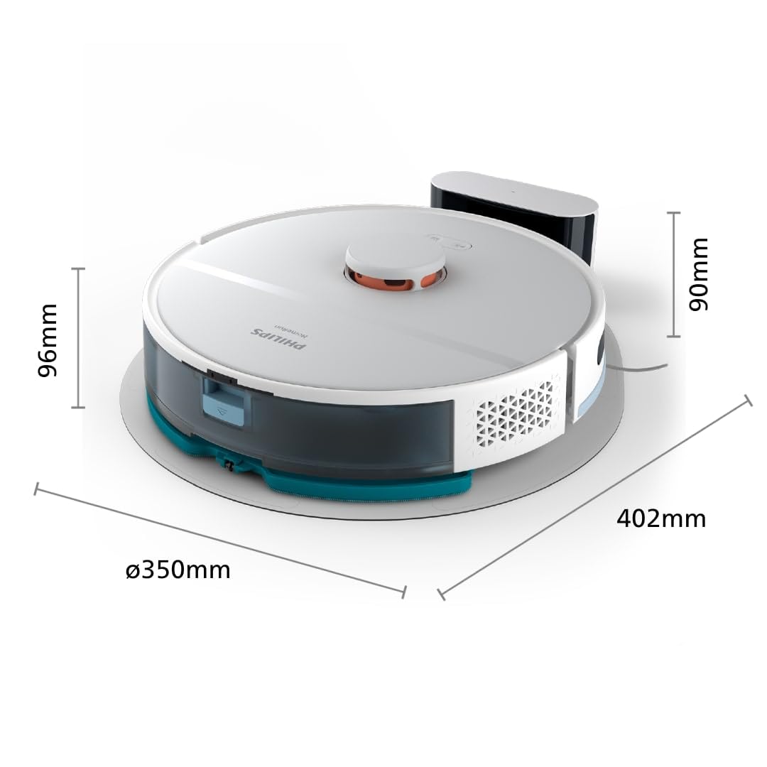 Philips Homerun 2000 Robot Aspirador y Fregona - Potencia de Succión Extra Fuerte, Impulso para Alfombras, Radar LDS, App Homerun, Blanco Ártico (XU2000/25)