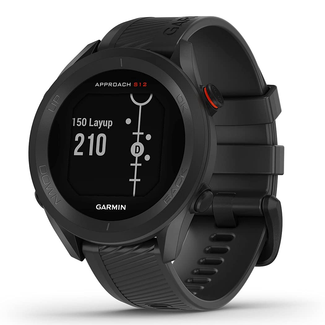Garmin Approach S12, Reloj para Golf, campos mundiales preinstalados, Bluetooth y resistente al agua, Blanco