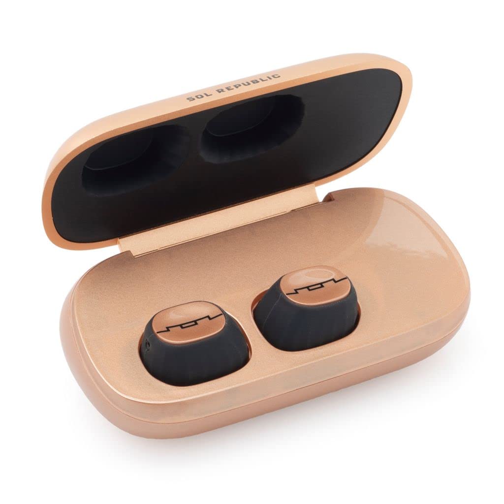 Sol Republic, Bluetooth amps Air 2.0 Auriculares, Negro 3 Horas de reproducción/Estuche de Carga Carga hasta 15 Veces, Resistente a la Lluvia y al Sudor Compacto y portátil.