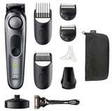 Braun Series 7 BT7420 - Recortadora de barba profesional para hombre, 40 ajustes de longitud, herramientas de barbería, base de carga, estuche de viaje, plantilla de barba, batería