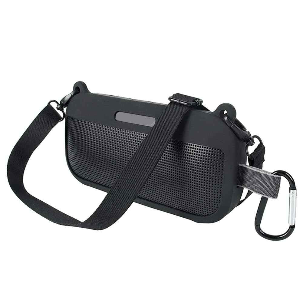 Ruelen Suave de Silicona para Altavoz portátil SoundLink Flex Bluetooth con Correa y mosquetón, Negro