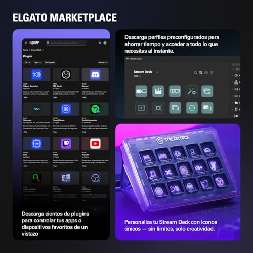 Elgato Stream Deck MK.2 – Controlador de estudio, 15 teclas macro, activa acciones en apps y software como OBS, Twitch, YouTube y otros, funciona en Mac y PC, Color Negro