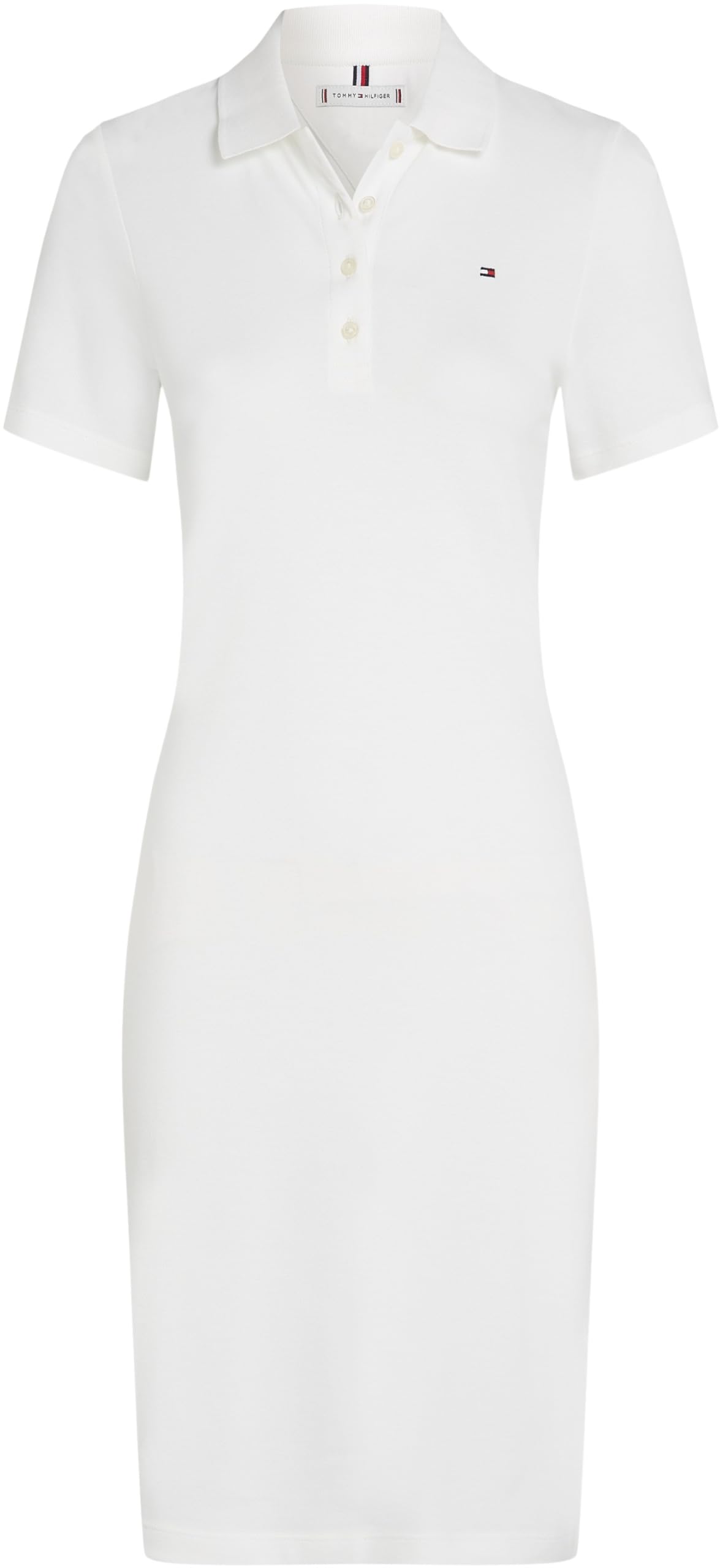Tommy Hilfiger Vestido Tipo Polo Mujer 1985 Pique Slim Fit, Blanco (Ecru), S