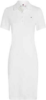 Tommy Hilfiger Vestido Tipo Polo Mujer 1985 Pique Slim Fit, Blanco (Ecru), S