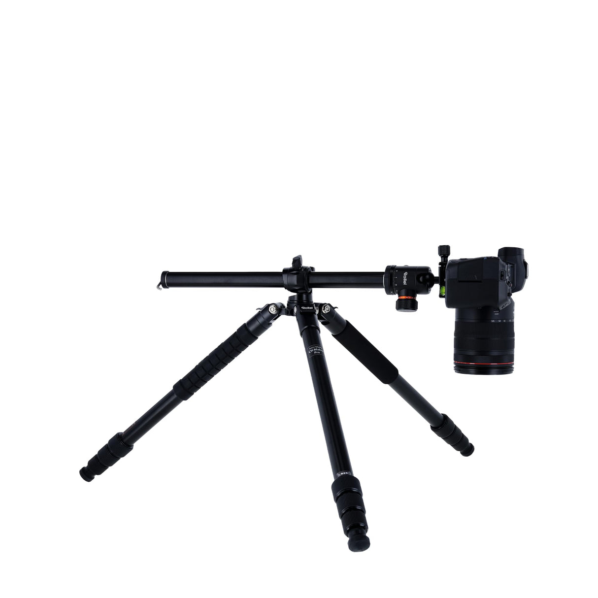Rollei C5I MAKRO Pro I Trípode de Carbono I Negro I Cabezal de Bola 3D I Monopié I Soporte para Smartphone I Placa de liberación rápida I Columna Central giratoria 90°