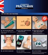 PRACTI-MAN Maniquíes de entrenamiento de RCP con 4 maniquíes, 20 pulmones, 8 válvulas, 1 bolsa de transporte con alfombrilla, 56501