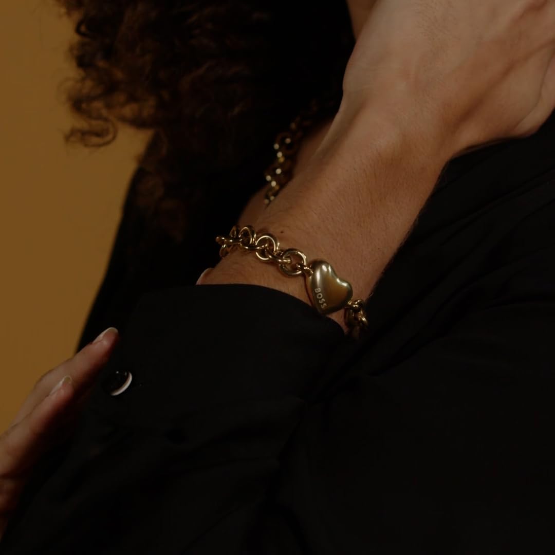 BOSS Jewelry Pulsera de Cadena para Mujer Colección HONEY LOVE en Oro Amarillo con un Charm de Corazón - 1580639