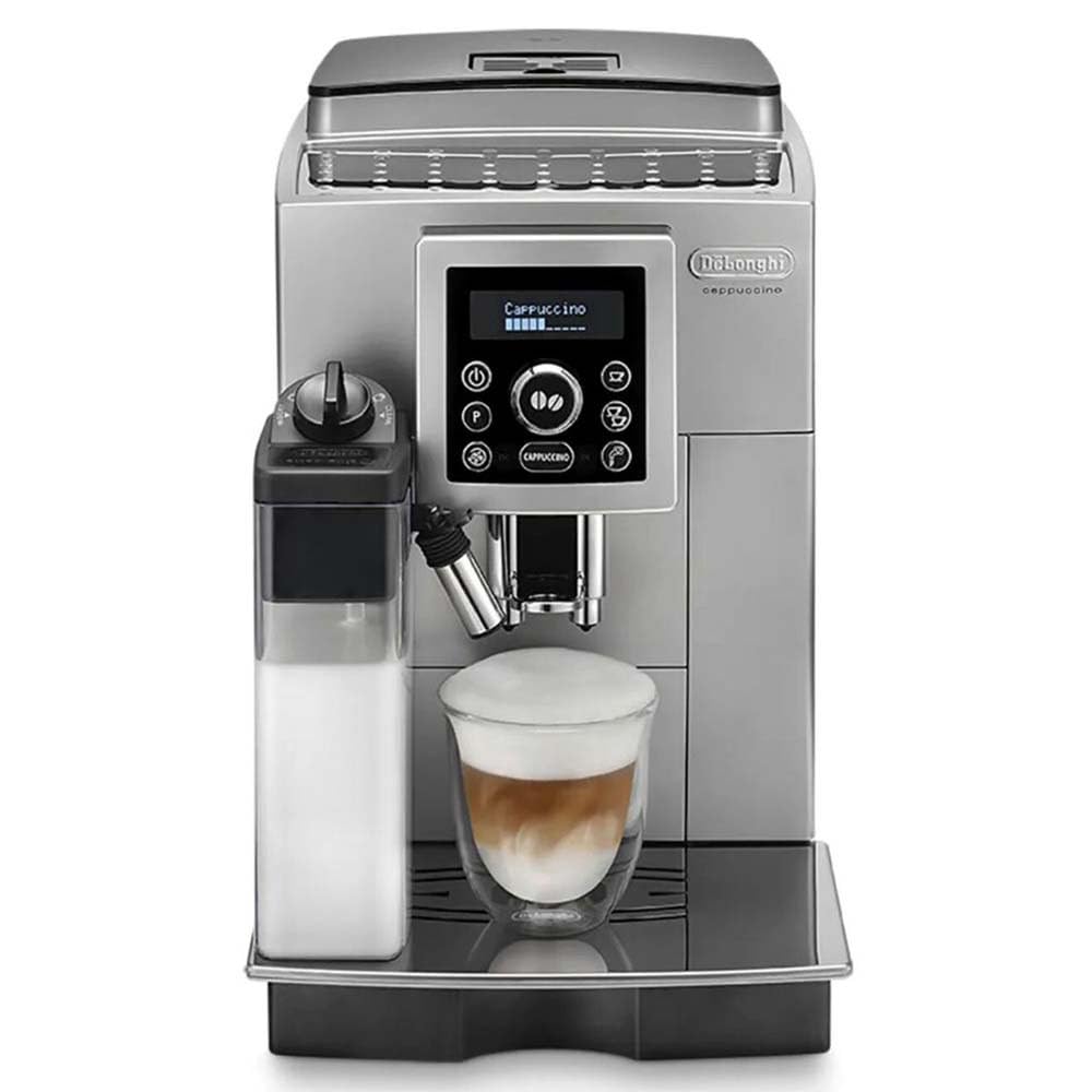 De'Longhi Perfetto ECAM 23.460.SB - Cafetera Supe automática (15 bares de presión, sistema cappuccino automático, depósito de agua extraíble 1.8 L, panel LCD, limpieza automática) Plata/Negro