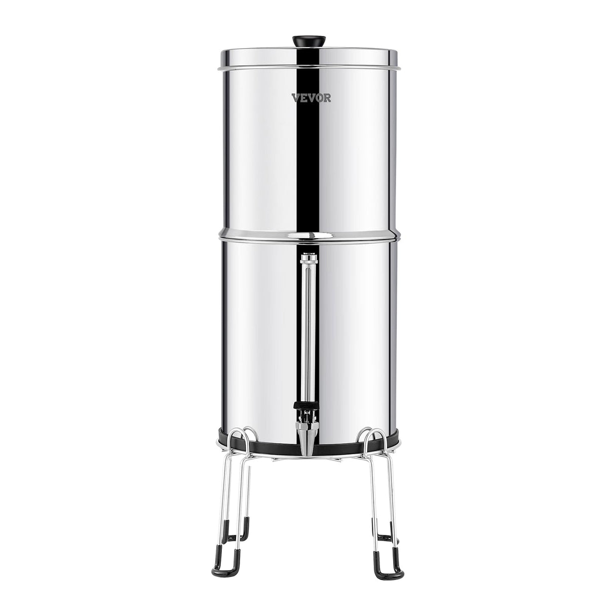 VEVOR Sistema de Filtración de Agua por Gravedad 7,5 L Sistema de Encimera Acero Inoxidable Reduce Plomo y hasta 99% de Cloro con 2 Filtros de Carbón Activado, 2 Filtros de Desfluoración, Grifo