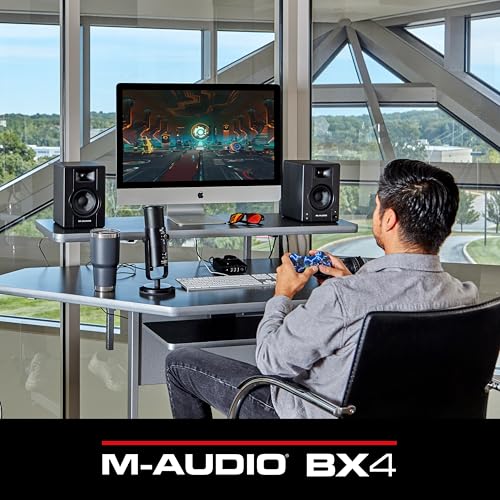 M-AUDIO BX4 Par 4.5" 120W Monitores de Estudio, Altavoces Autoamplificados para PC para videojuegos, producción musical, transmisiones en directo, podcast