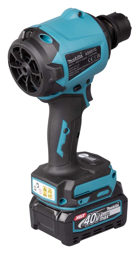 Makita AS001GA102 - Soplador de batería (40 V, máx. 2,0 Ah, 1 batería + Cargador en Bolsa de Transporte), Color Azul