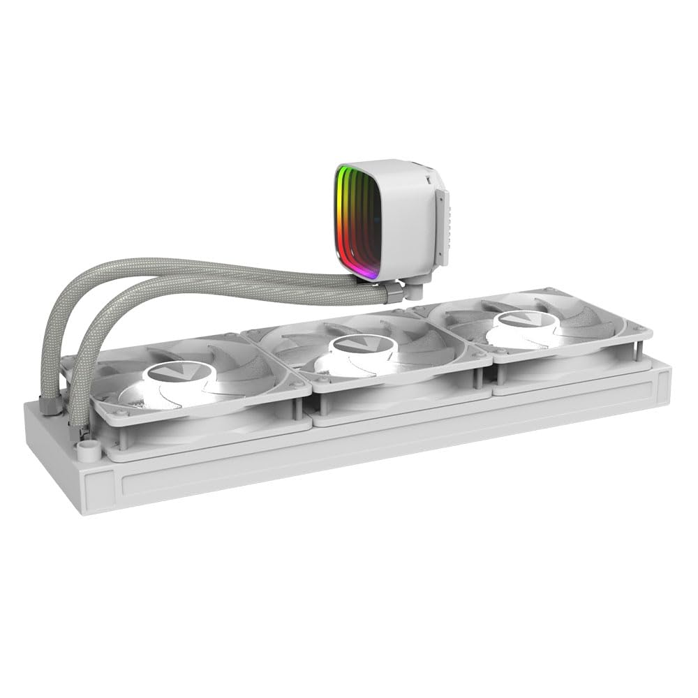 Vida Aquilo - Enfriador de CPU líquido ARGB de 360 mm, 3 ventiladores ARGB PWM, cabezal de bomba RGB con espejo infinito, color blanco