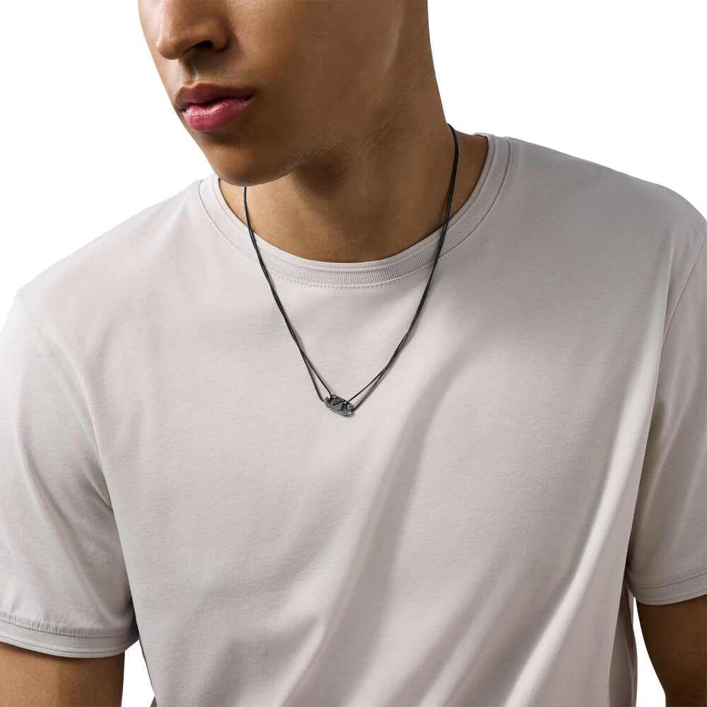 EMPORIO ARMANI Collar colgante para hombre en acero inoxidable con cierre de langosta, Gris Plata