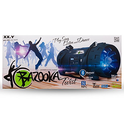 XX. Y P de 137j Altavoz Bluetooth Boom Box (NFC) con Radio FM Integrado, Entrada de batería/Audio para micrófono/Instrumento Musical/Reproductor MP3/Puerto USB Negro