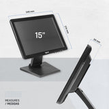 iggual Monitor Táctil de 15" - Compat Aplicaciones TPV- Panel Resistivo 75Hz TFT LCD (4:3)- SO: Wind XP hasta 11,MS-Dos, Linux- VESA 75x75mm- USB-A + VGA+HDMI, 1.024x768 XGA (349x274x69) MTL15C