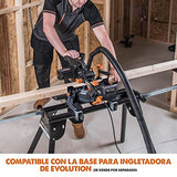 Evolution Sierra ingletadora deslizante de 185 mm (R185SMS+) de Evolution con corte multimaterial; bisel de 45°, inglete de 50°; guía láser. Incluye hoja multiusos