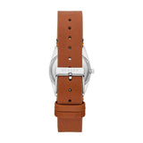 Skagen Grenen reloj para mujer, movimiento Solar con correa de acero o piel, Marrón y blanco, 26MM