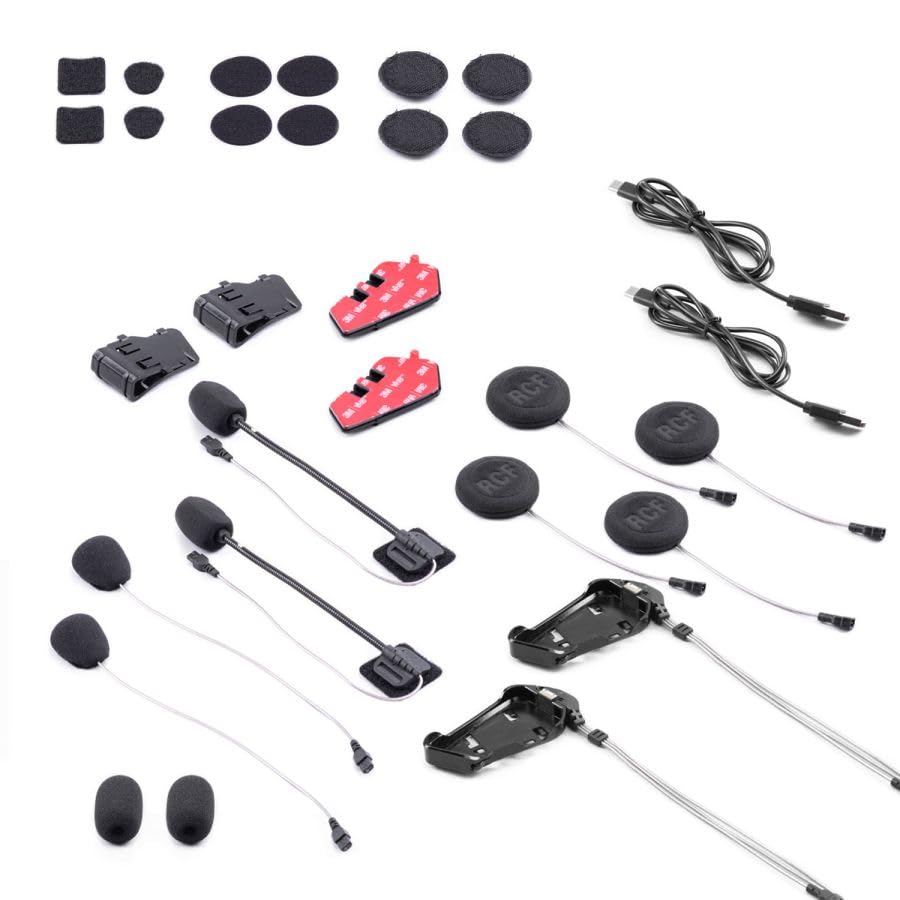 MIDLAND - R1 Mesh Intercomunicador Casco Moto, 2 Auriculares Inalámbricos Bluetooth + Mesh, Waterproof IPX6, Alcance 500m, 23H, Audio RCF, Stereo Background, Compatible con TFT y Radio FM, 6 Personas