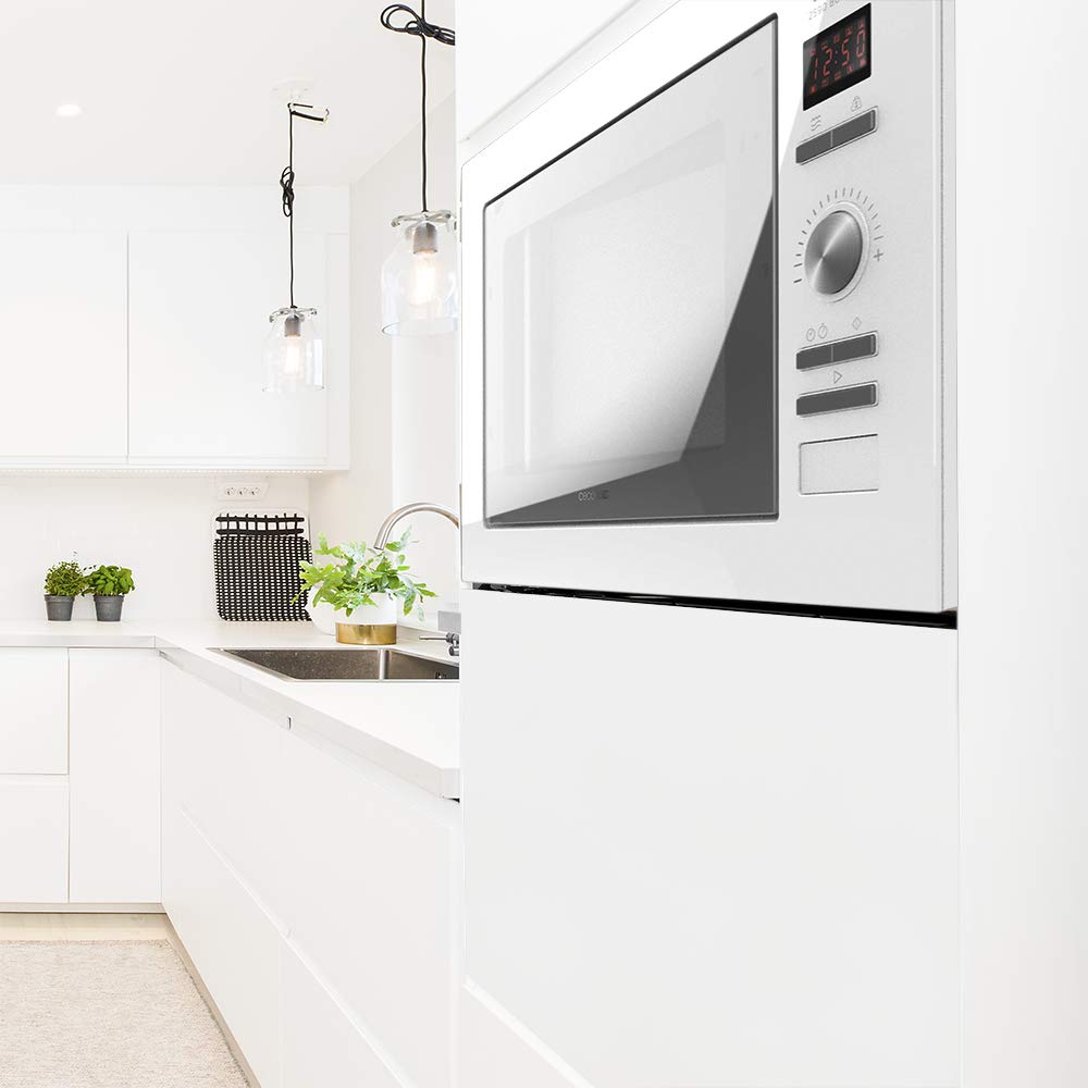 Cecotec Microondas encastrable Digital GrandHeat 2590 Built-In White. Potencia 900 W, Integrable, 25 litros, Grill 1000 W, 8 Funciones preconfiguradas, Temporizador