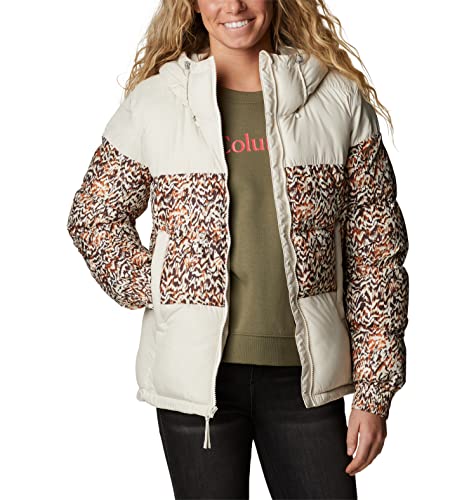 Columbia Pike Lake 2 Hooded Insulated Jacket, Chaqueta Acolchada Con Capucha para Mujer, Chalk/Warm Copper Terrain Print, Talla L