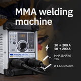GYS, PROGYS 200 CEL, Estación de Soldadura de Electrodo Recubierto 200A Monofásico 230V (MMA), TIG DC Lift & MMA Pulsado, Digital, Arc Force, Antisticking, Hot Start, Con Portaelectrodos, Cable de