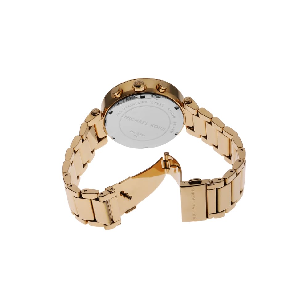 Michael Kors - Reloj Parker cronógrafo de Cuarzo con Correa de Acero Inoxidable en Tono Dorado para Mujer MK5354