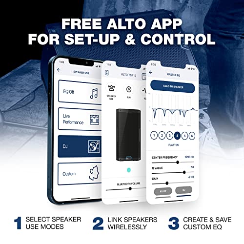 Alto Professional TS415 Altavoz PA Activo de 2500W 15" con Mezclador de 3 Canales, Streaming Bluetooth, Emparejamiento Inalámbrico de Altavoces, DSP y App Alto