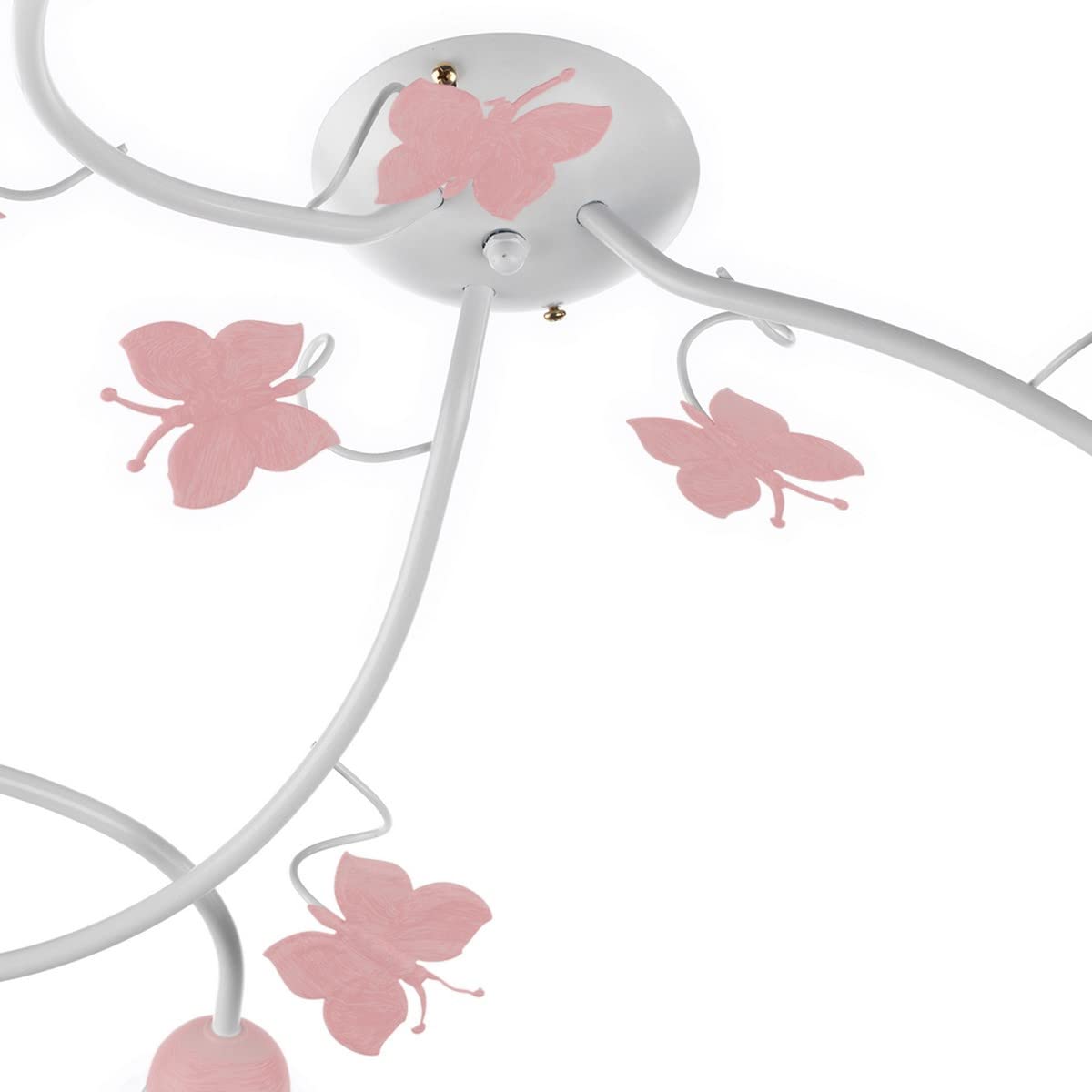 ONLI - Plafón de 3 luces de metal blanco con mariposas pintadas en rosa