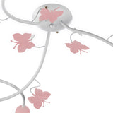 ONLI - Plafón de 3 luces de metal blanco con mariposas pintadas en rosa