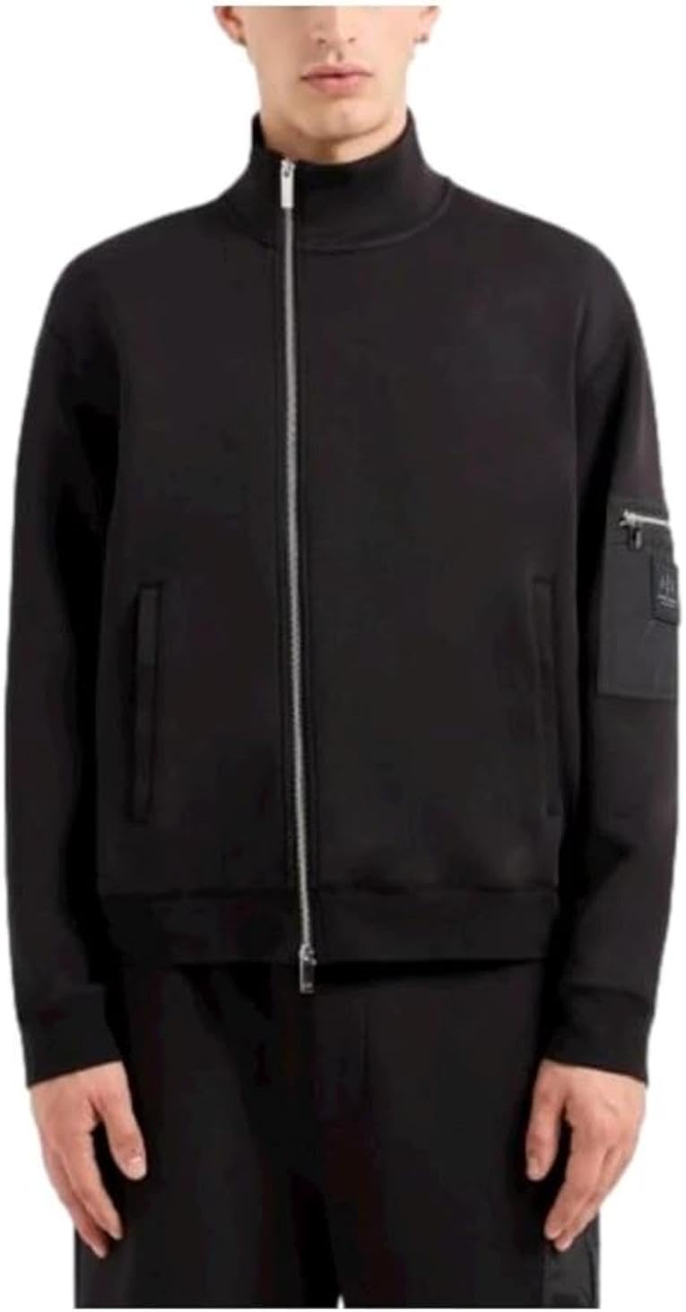 Armani Exchange Black Edition, Sleeve Pocket, Silicon Logo Patch Sudadera, Negro, XL para Hombre