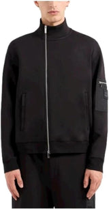 Armani Exchange Black Edition, Sleeve Pocket, Silicon Logo Patch Sudadera, Negro, XL para Hombre