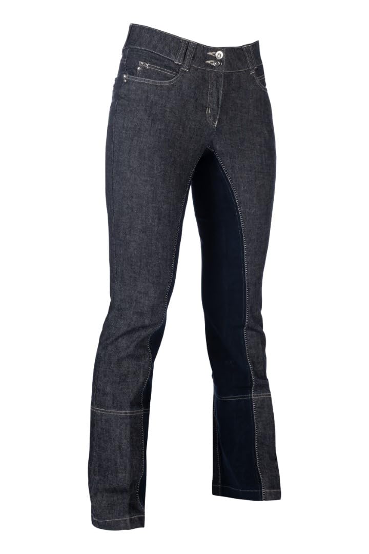 HKM Pantalones Jodhpur -Miss Blink- 1/1 Alos Besatz6169 para Mujer, 6169 Azul Vaquero Azul Oscuro, 40 EU