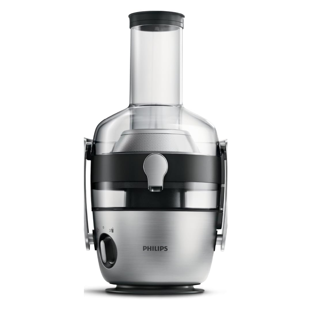 Philips Avance Collection Extractor de Zumo de Frutas y Verduras, Tecnología Fiberboost, Quickclean Plus Para una Limpieza Fácil, 1100 W, Plata, 2,1 l, Negro (HR1921/20)
