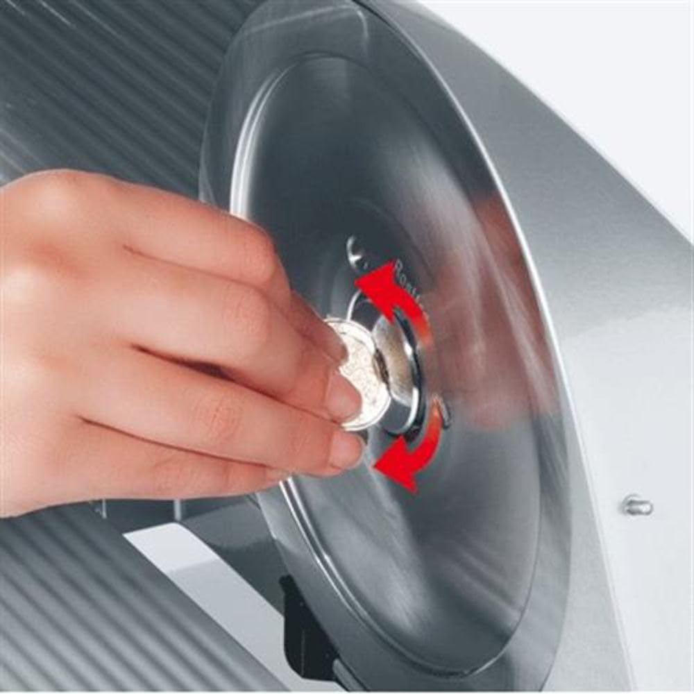 GRAEF Master M90 - Cortafiambres eléctrico, 170 W, cuchilla Ø170 mm, inclinable 30°, metálico, corte fino 0-20 mm, Made in Germany, plata