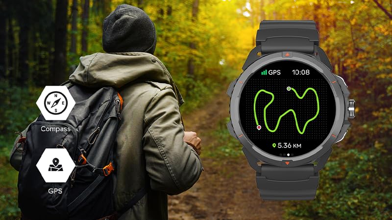 Hammer Watch 2 smartwatch, Pantalla AMOLED+ Gorilla Glass, GPS, 530 mAh, hasta 13 días de Funcionamiento, Modo Deportivo, Linterna integrada, Robusto, Apto para Uso en Exteriores
