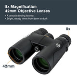 Celestron 72332 Nature DX ED 8x42: prismáticos para aves y exteriores, lentes objetivo con dispersión baja, revestimiento múltiple completo y prismas BaK-4, carcasa revestida resistente al agua y vaho