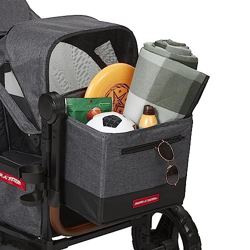 Radio Flyer Voya Stroller Wagon, Cochecito Doble, 2 Asientos Altos Cara a Cara, toldo Ajustable con protección UV, Bandeja para Aperitivos, Gris
