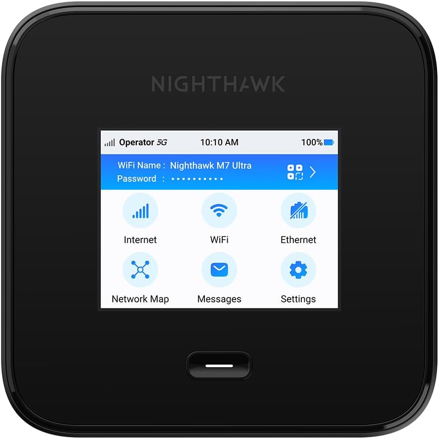 NETGEAR Nighthawk WiFi Portatil | Router 5G Sim Portatil | M7 Pro WiFi 6 | 5G Hotspot Desbloqueado con Ranura SIM, comparte hasta 32 Dispositivos, Ideal para hogar o Negocio (MR7450)