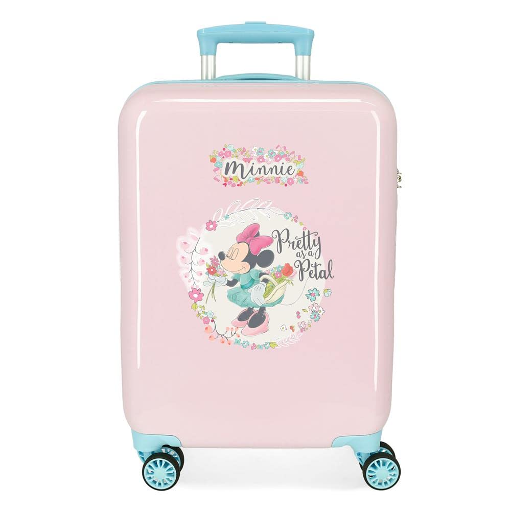 Disney Minnie Florals Maleta de cabina Rosa 38x55x20 cms Rígida ABS Cierre de combinación lateral 34L 2 kgs 4 Ruedas dobles Equipaje de Mano