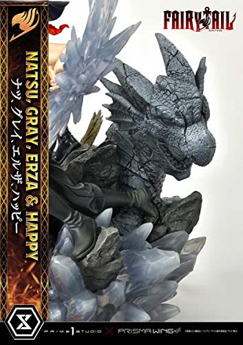 Prime 1 Studio Fairy Tail - Figura Decorativa de Natsu, Gris, Erza, Happy - Figura de Estatua de Lujo, versión 1/7, 57 cm