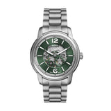 Fossil Reloj Analógico para Hombre de Automático con Correa en Acero Inoxidable ME3262, Verde Pavo Real